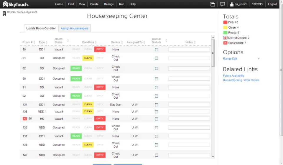 screenshot of SkyTouch Hotel OS